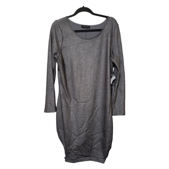 FASHION TO FIGURE Metallic Pewter Plus Size Fitted Cutout Hem Dress - Size 2X - Picture 1 of 9